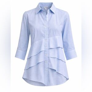 Finley | Jenna Button-Down Ruffle Poplin Top | Size M